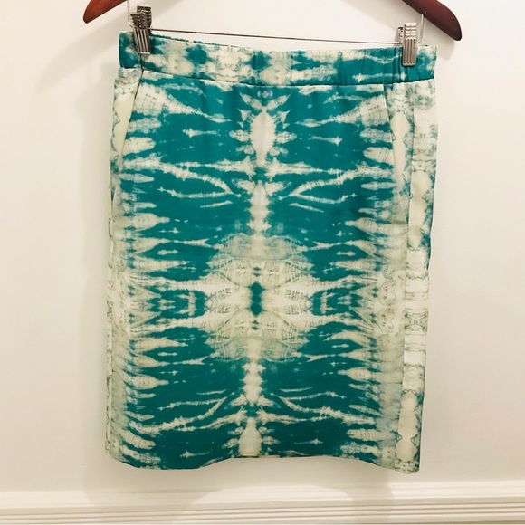 Maje Dresses & Skirts - Maje Cameleon Skirt 38 tie dye teal green cream off white